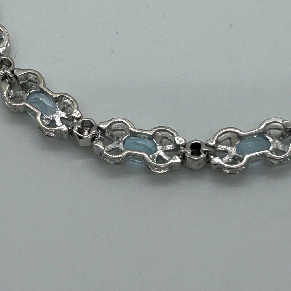 Sterling Silver Tennis Bracelet Blue Gemstones 6.5 " Vintage 1980 11.11grams - Picture 15 of 16